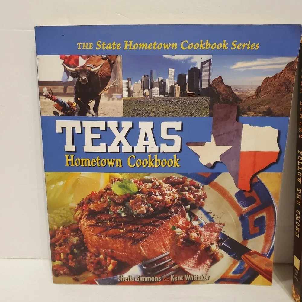 Set of 2 Texas Cookbooks Follow the Smoke & Hometown‎ Cookbook Recipes Stories